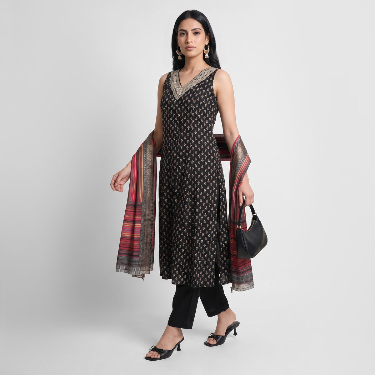 Printed V-Neck Ethnic Sets