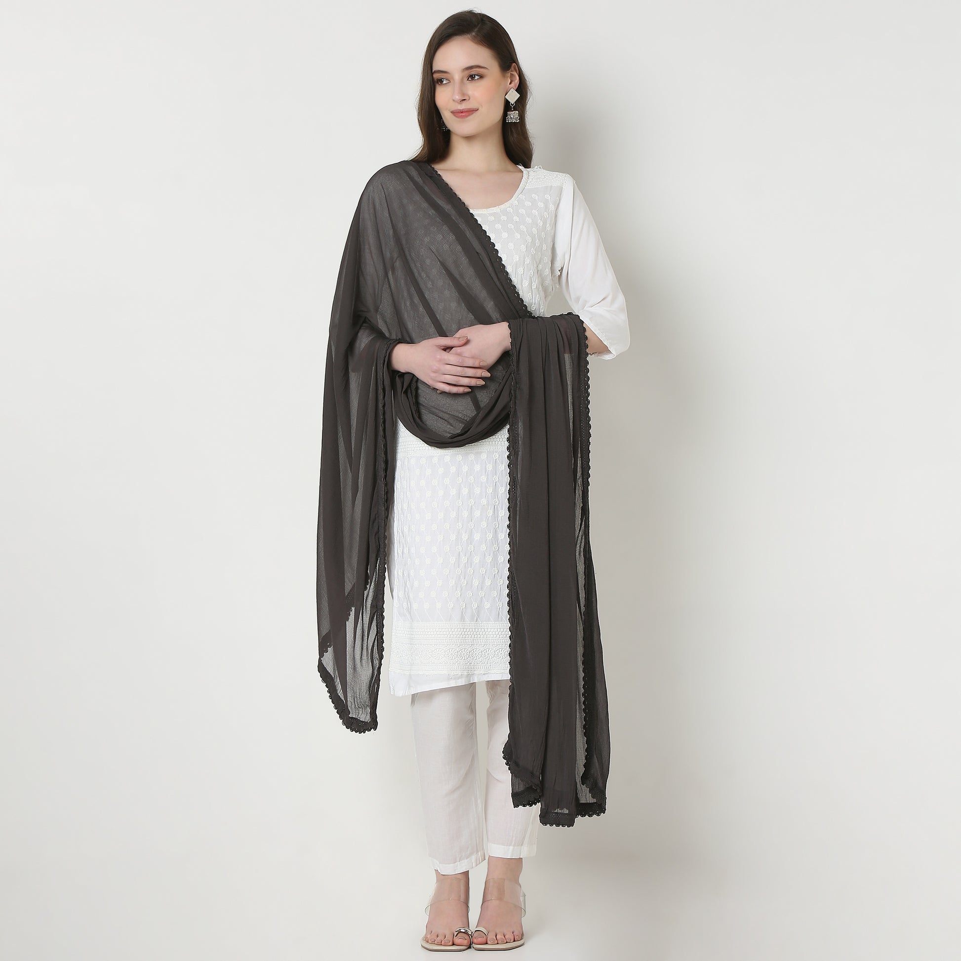 4 Side Lace Chiffon Dupatta