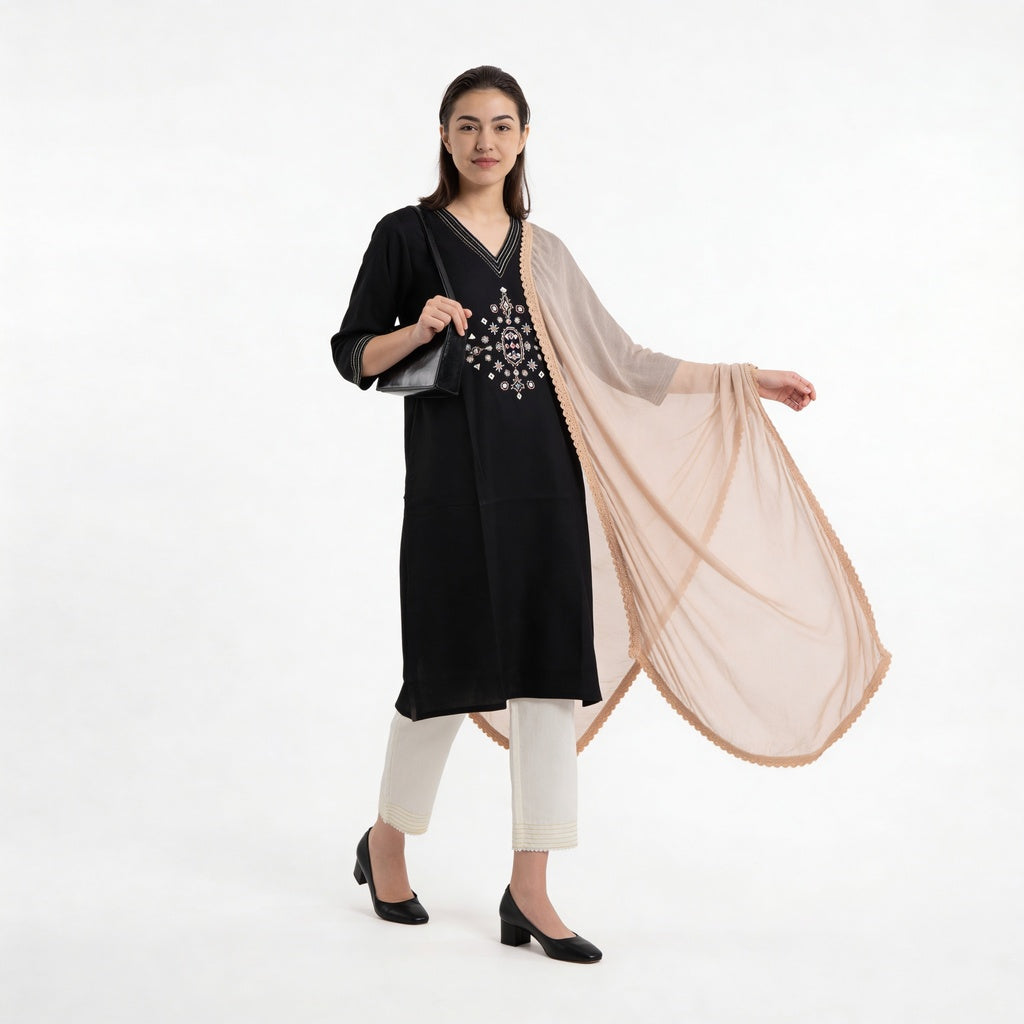 4 Side Lace Chiffon Dupatta
