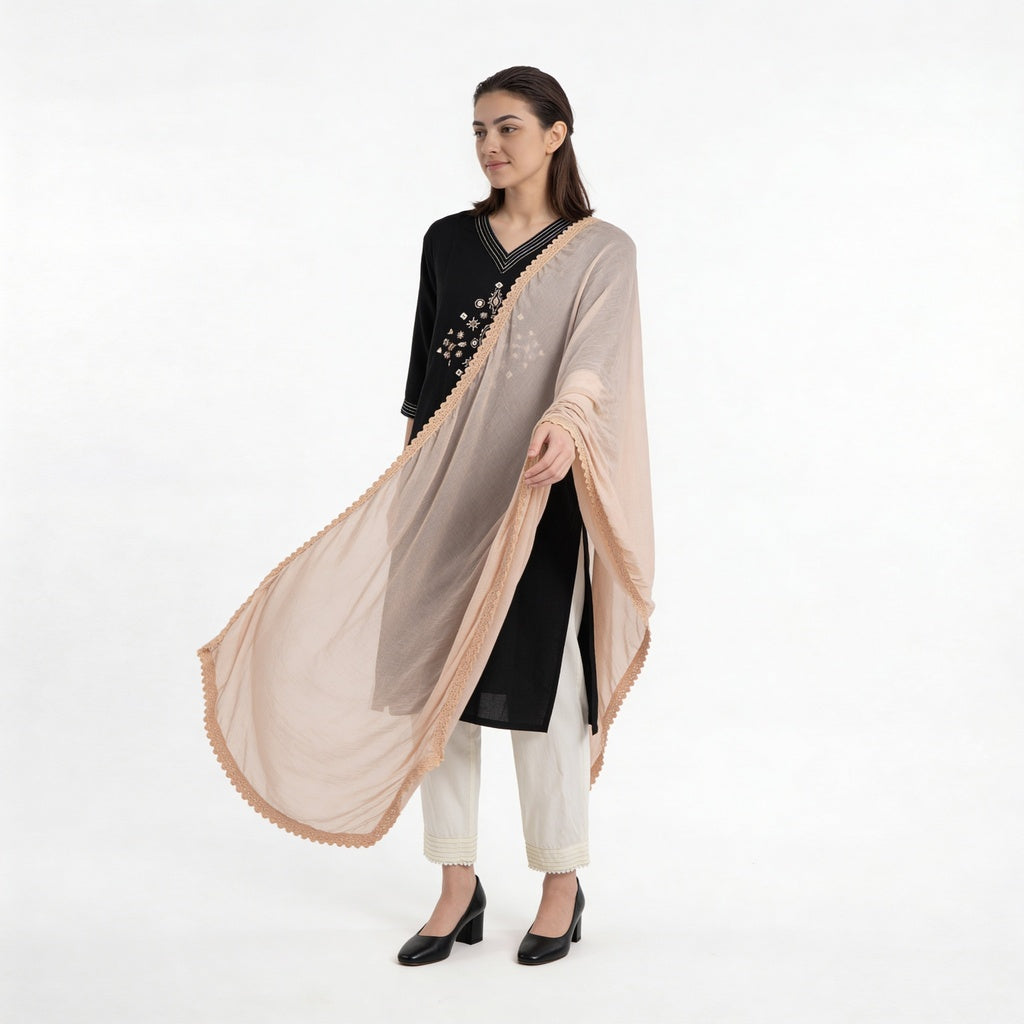 4 Side Lace Chiffon Dupatta