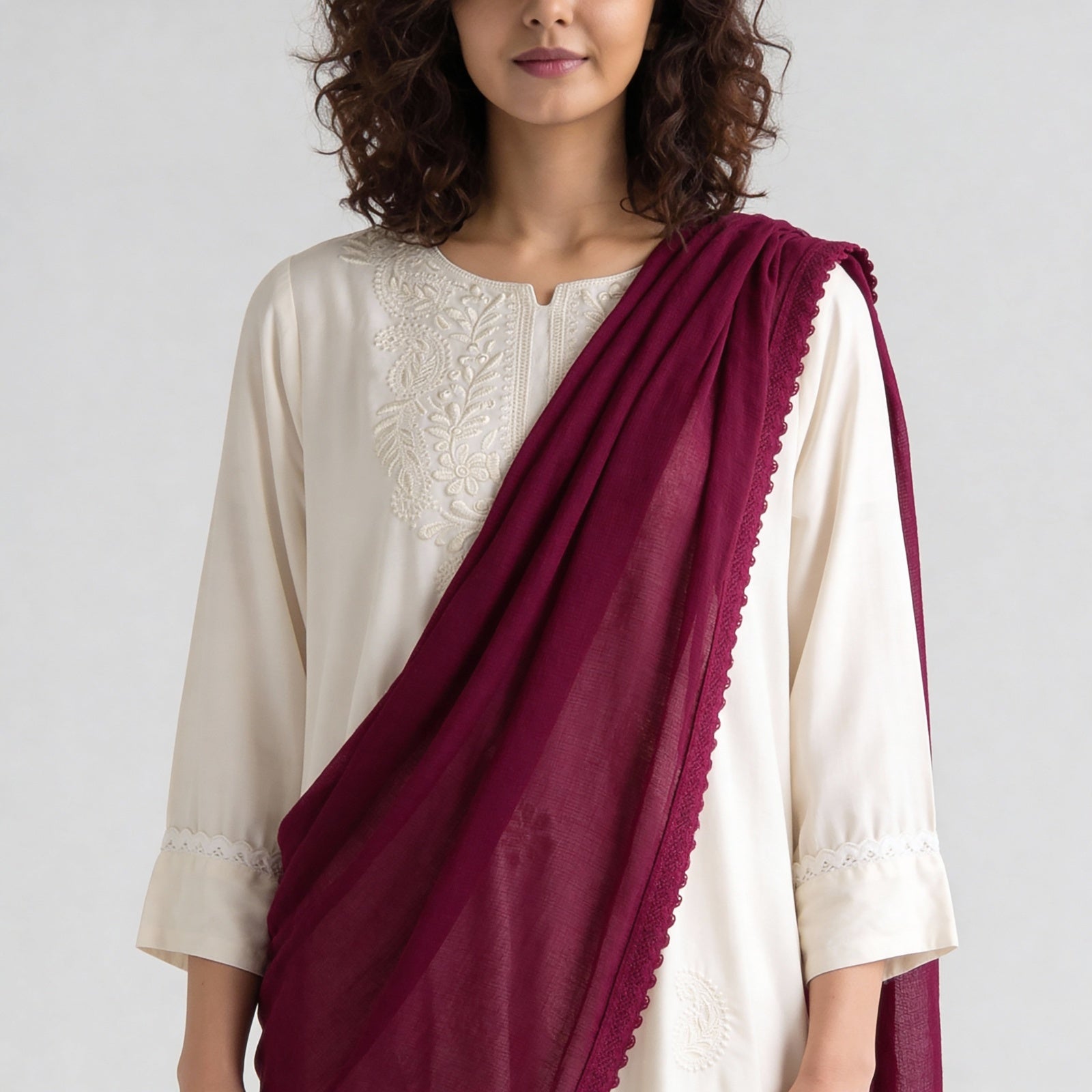 4 Side Lace Chiffon Dupatta
