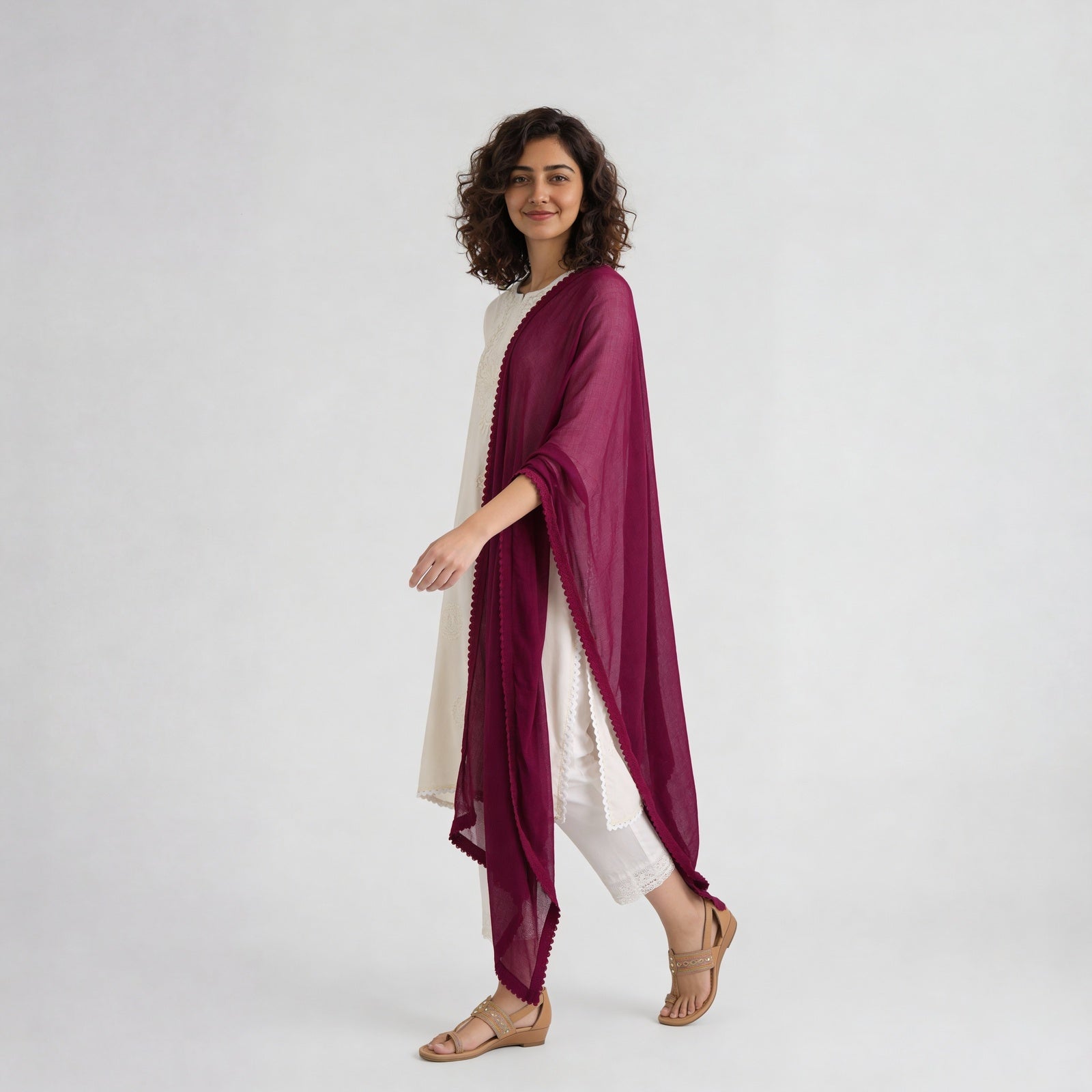 4 Side Lace Chiffon Dupatta