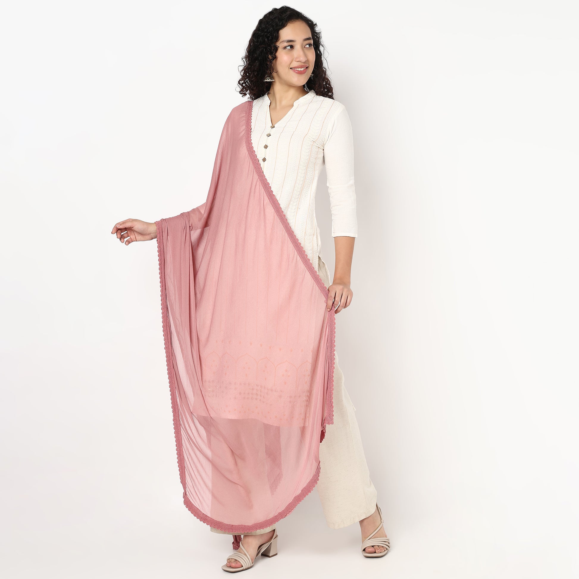 4 Side Lace Chiffon Dupatta