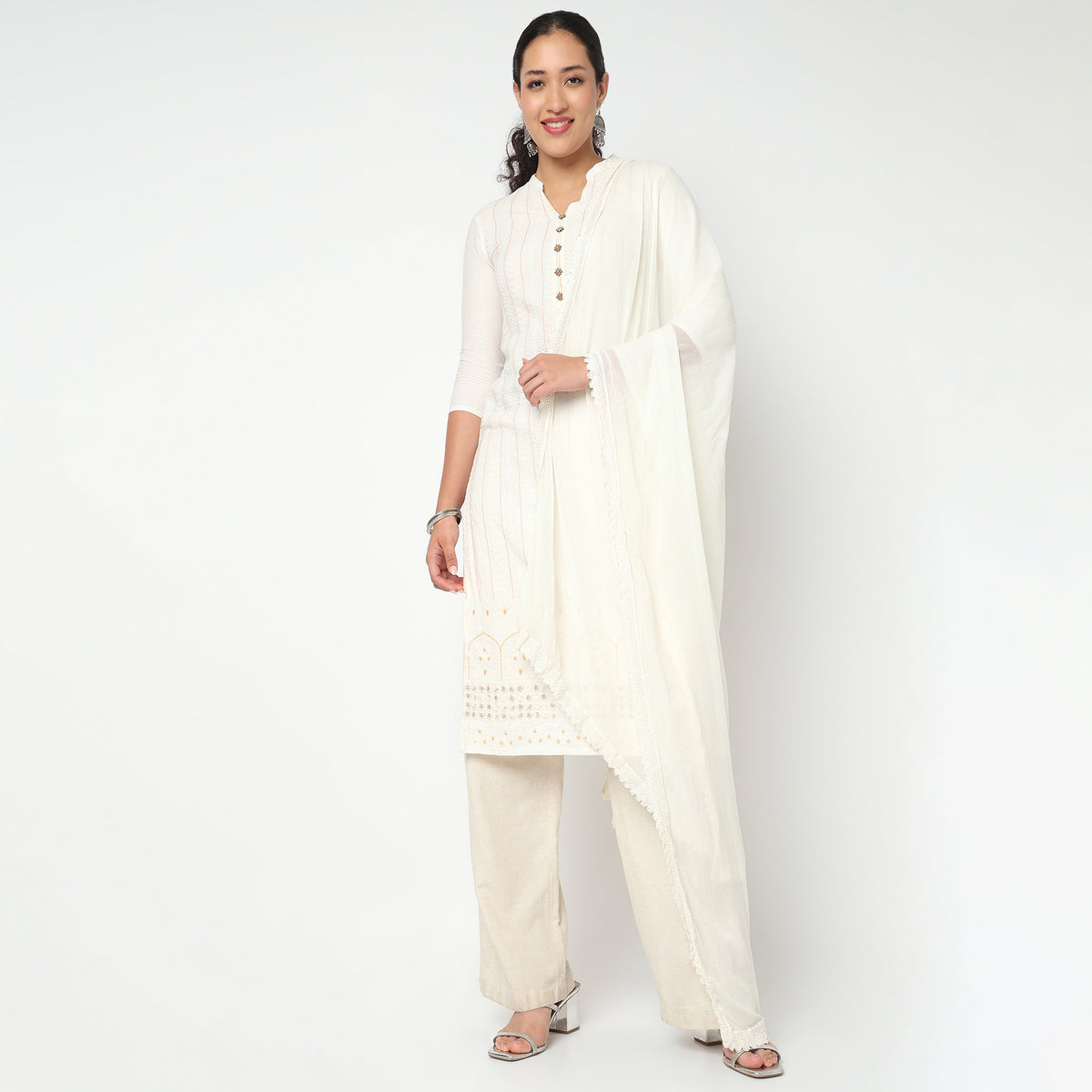 4 Side Lace Chiffon Dupatta