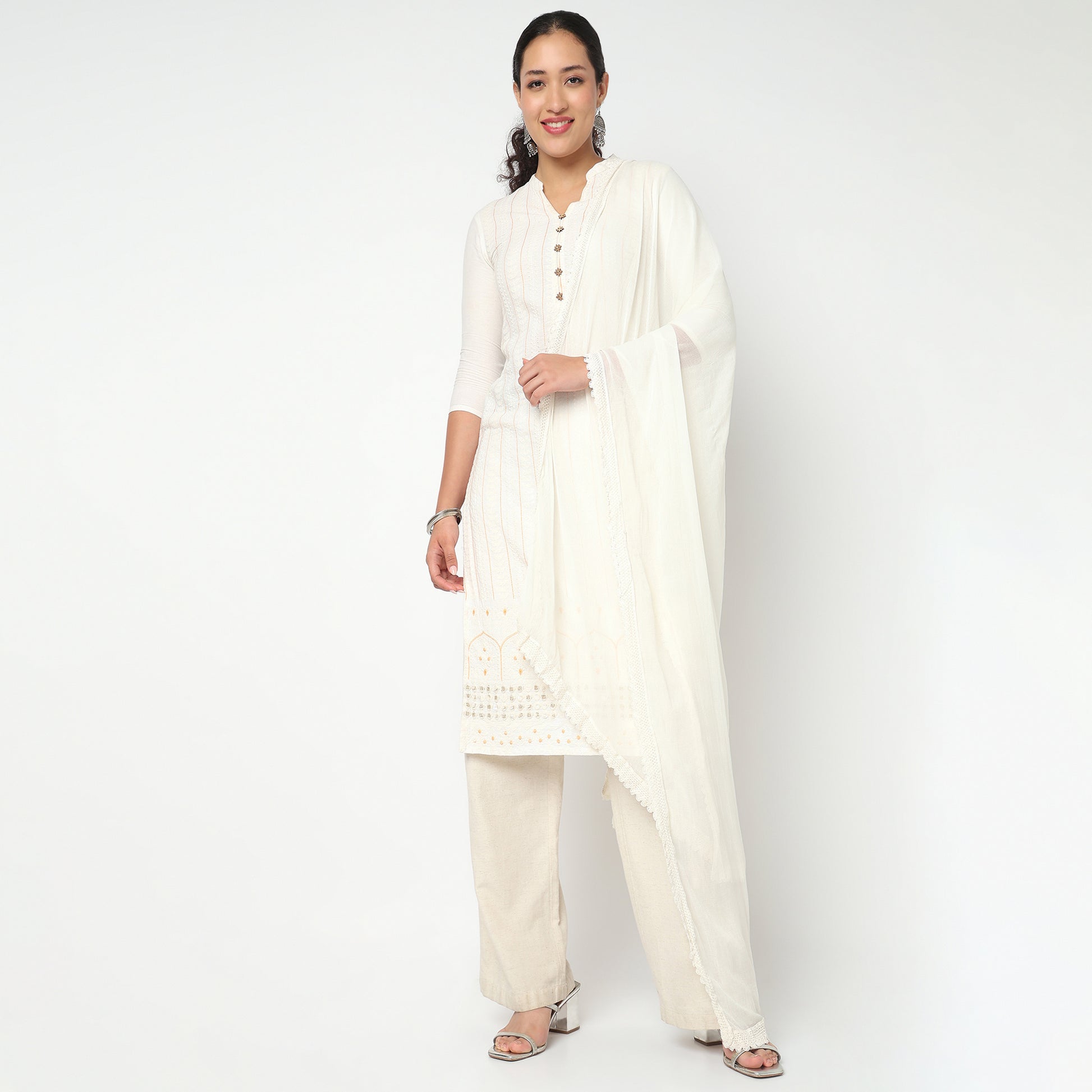 4 Side Lace Chiffon Dupatta