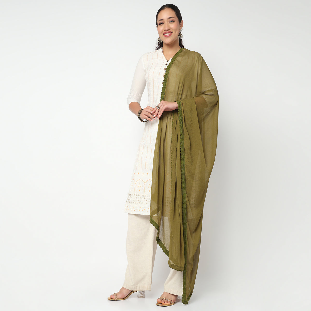 4 Side Lace Chiffon Dupatta