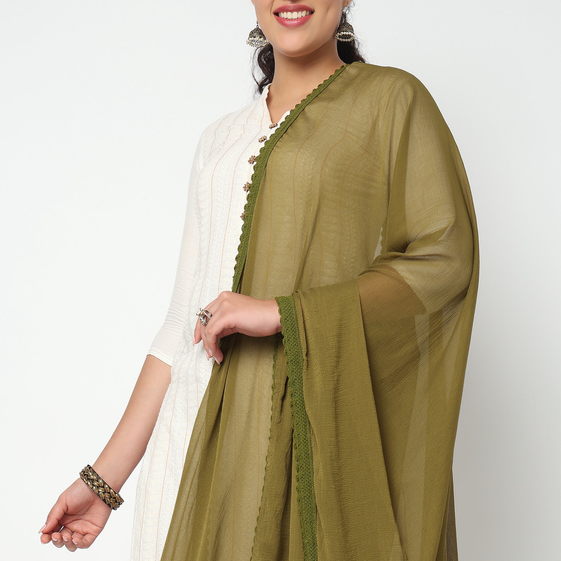 4 Side Lace Chiffon Dupatta