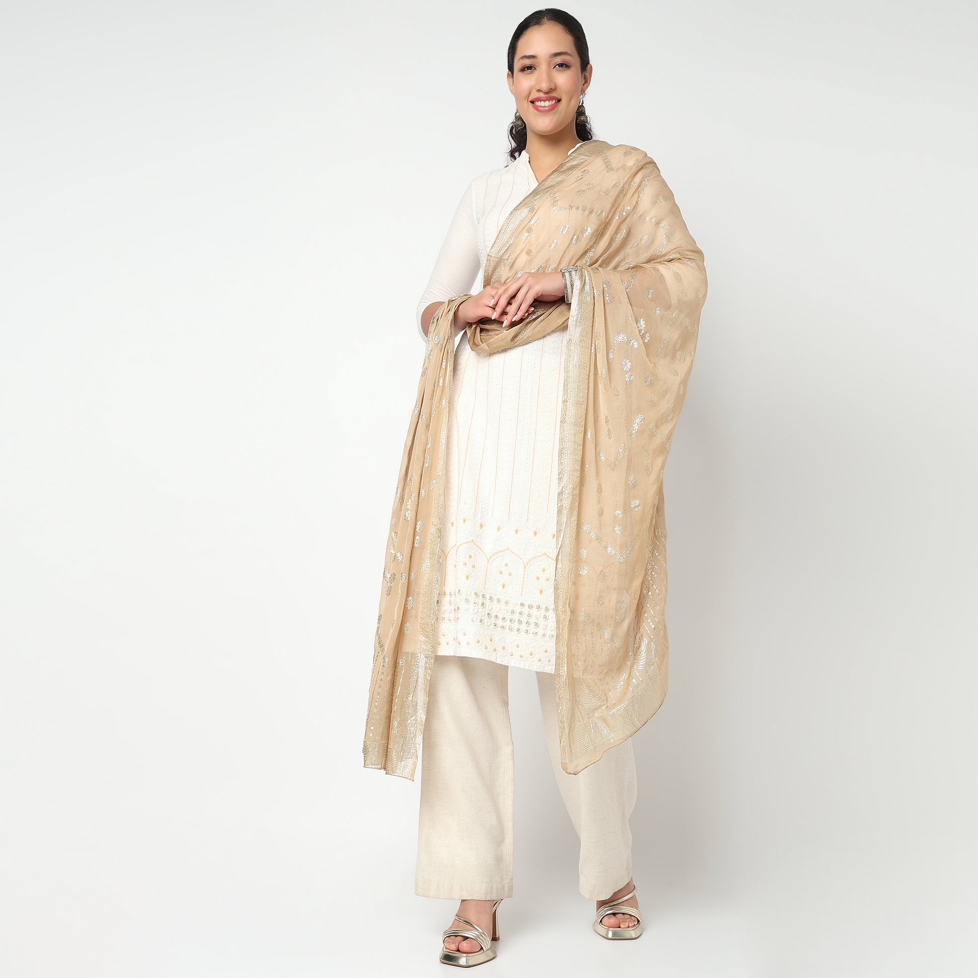 Foil Printed Chiffon Dupatta