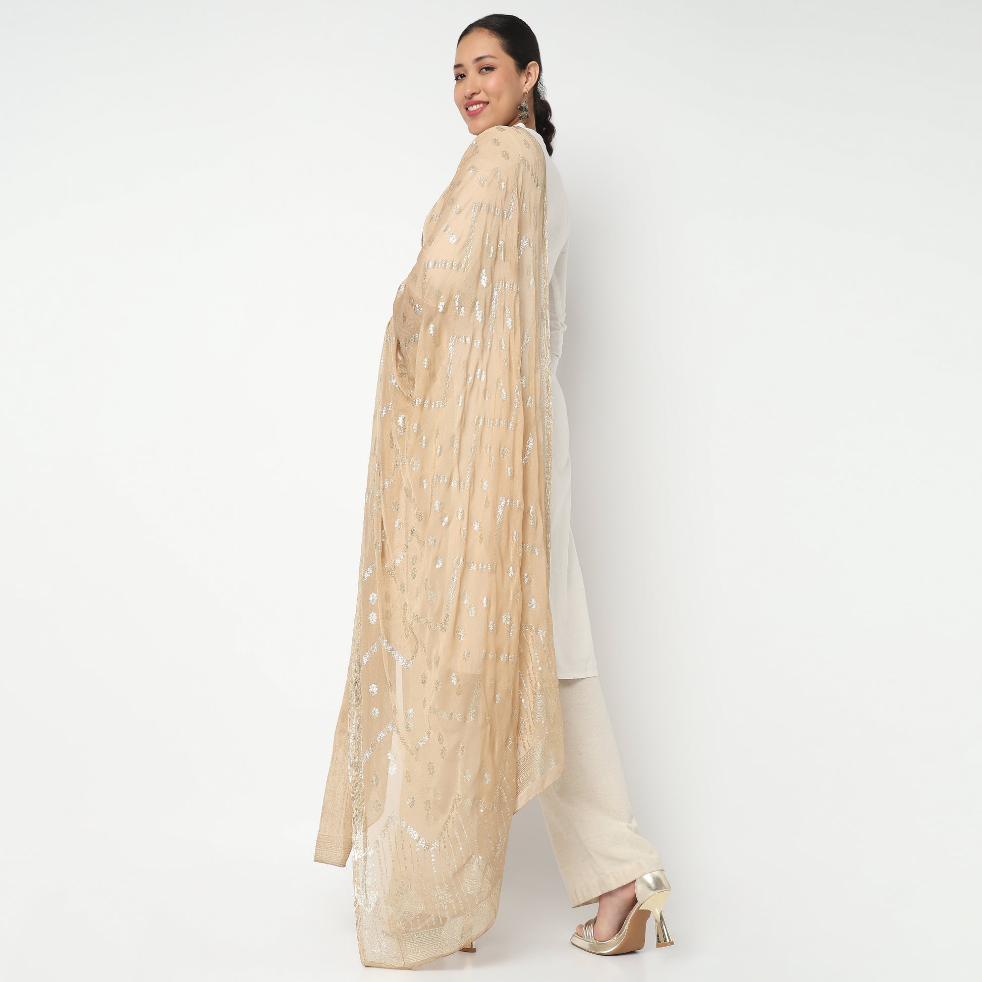 Foil Printed Chiffon Dupatta