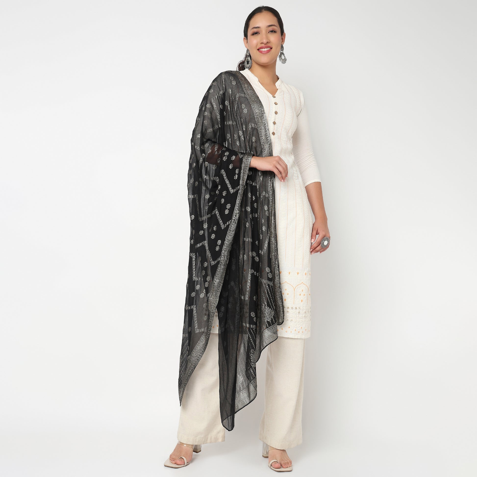 Foil Printed Chiffon Dupatta