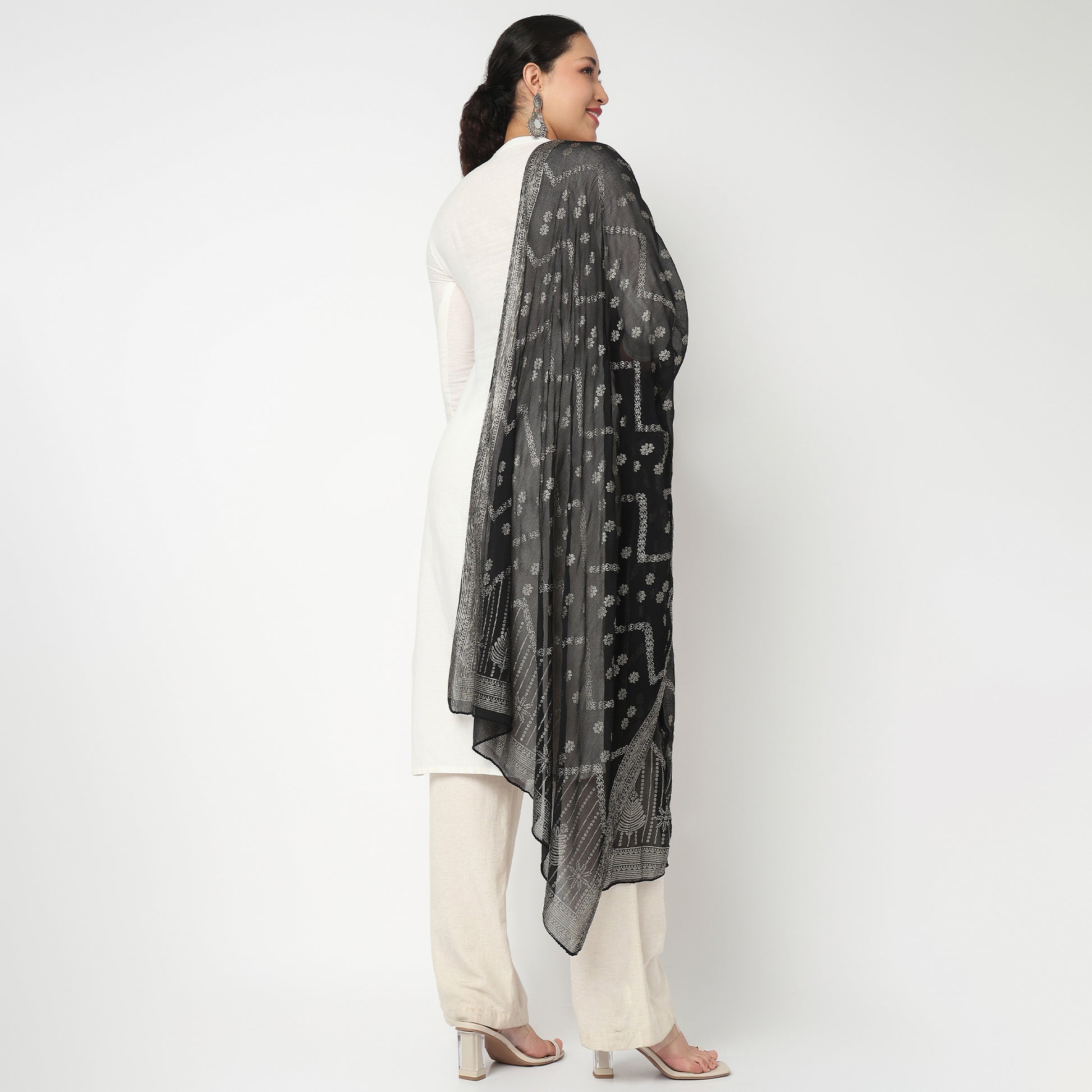 Foil Printed Chiffon Dupatta