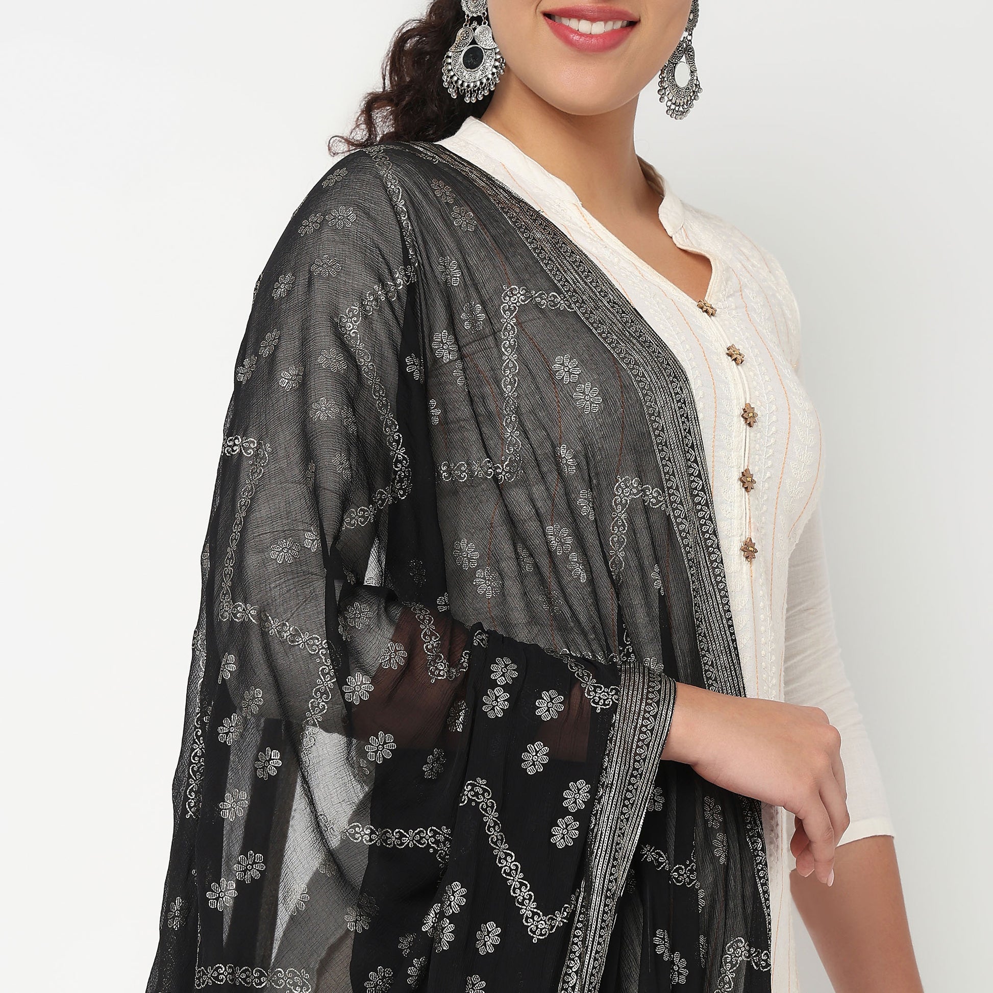Foil Printed Chiffon Dupatta