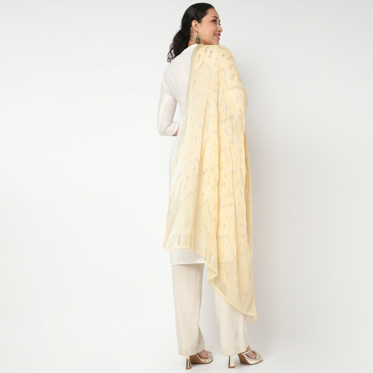 Foil Printed Chiffon Dupatta