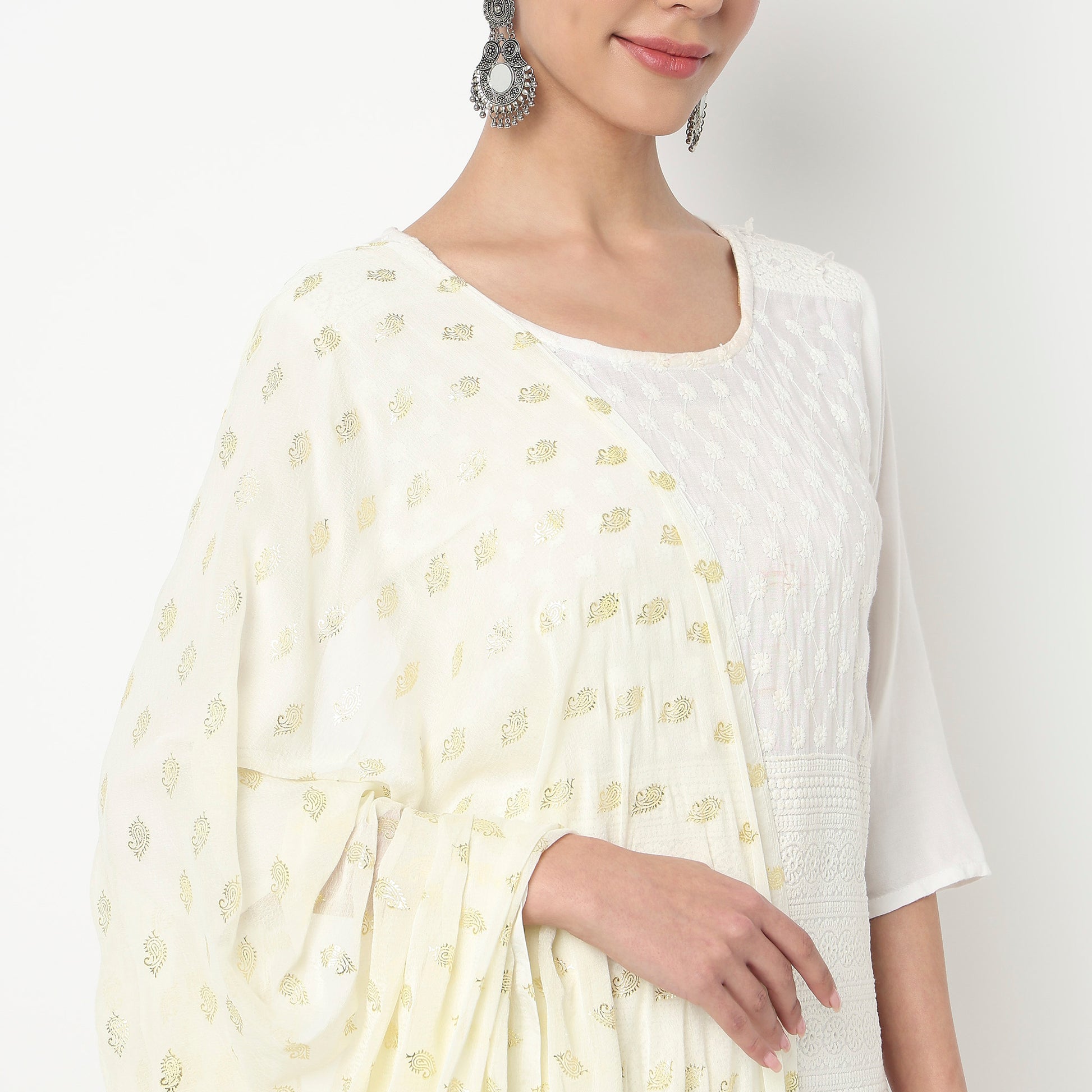 Foil Printed Chiffon Dupatta