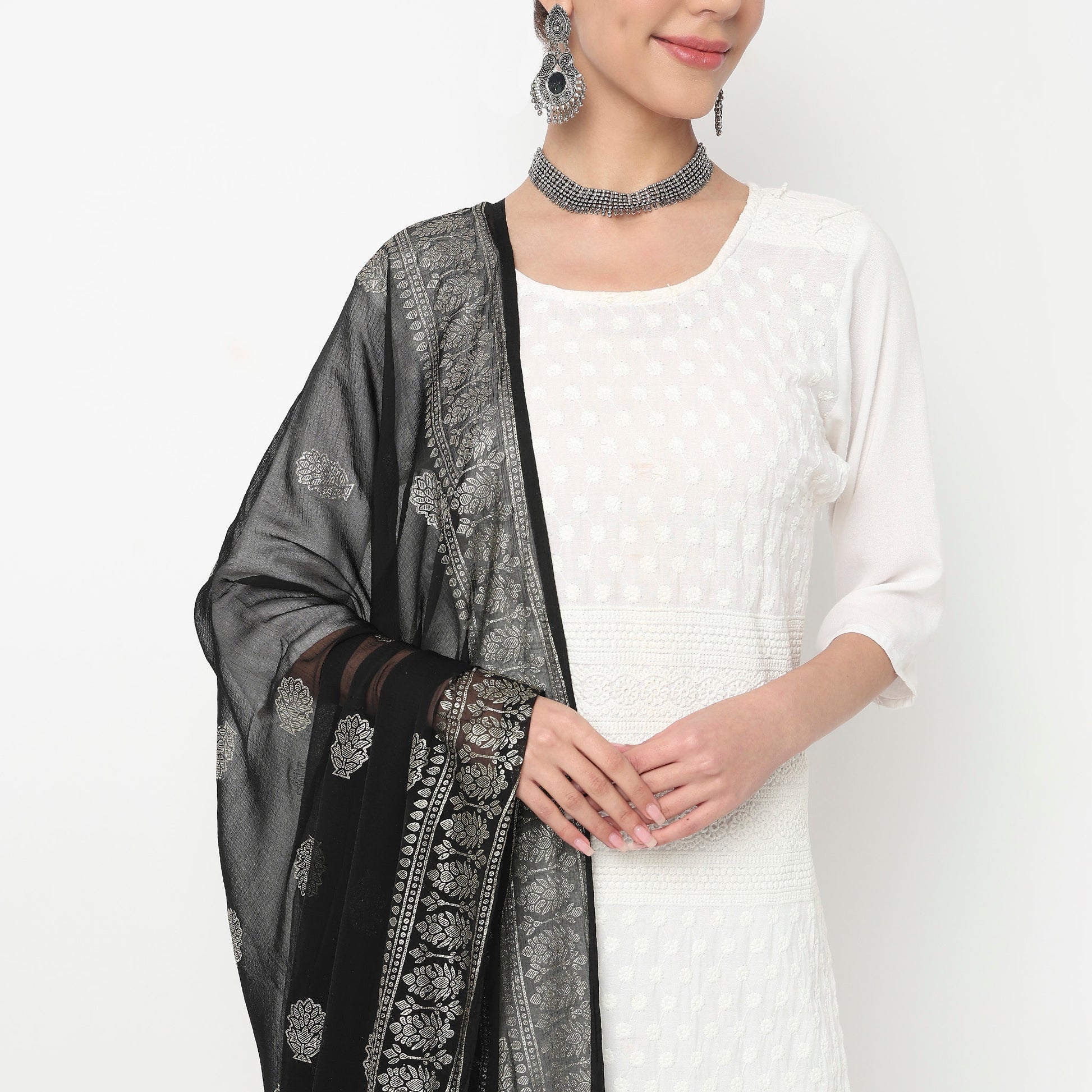 Foil Printed Chiffon Dupatta