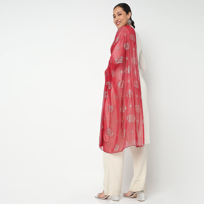 Foil Printed Chiffon Dupatta