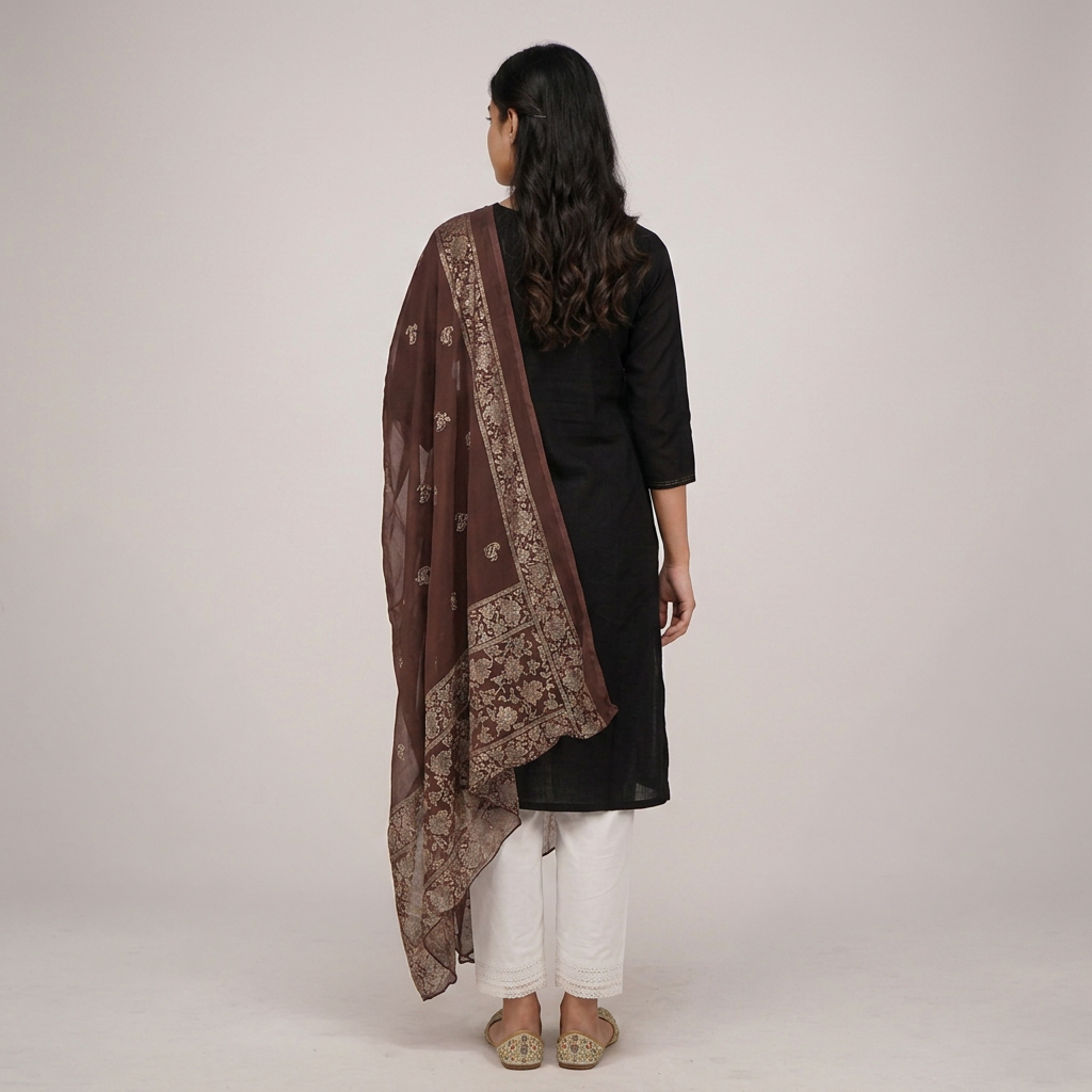 Foil Printed Chiffon Dupatta