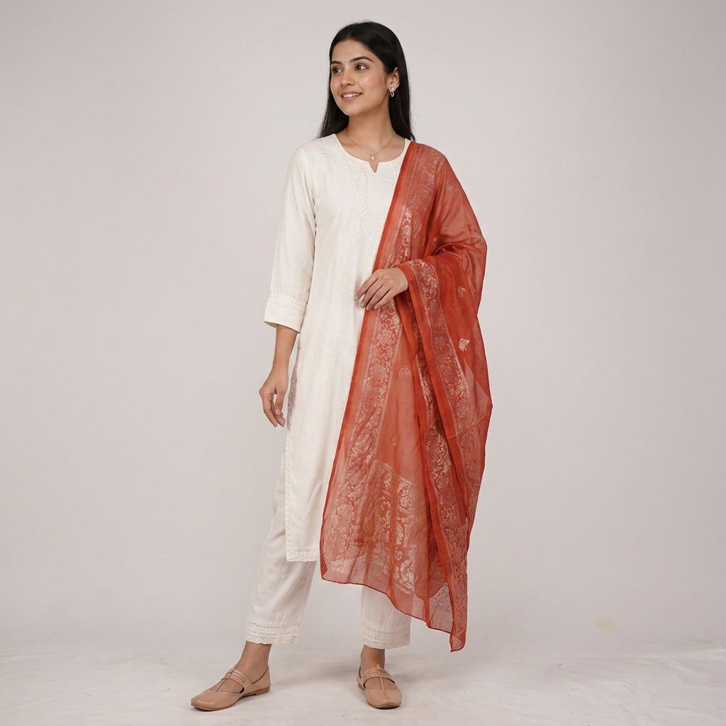 Foil Printed Chiffon Dupatta
