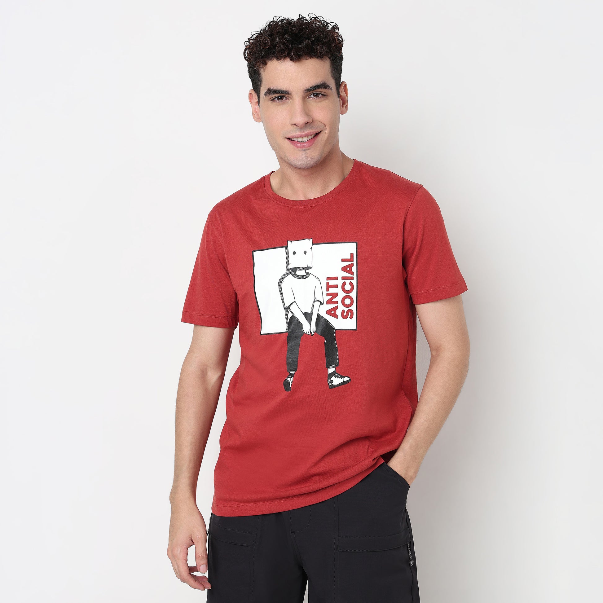 Buy Men Regular Fit Graphic Half Sleeve T-Shirt  - Style Union