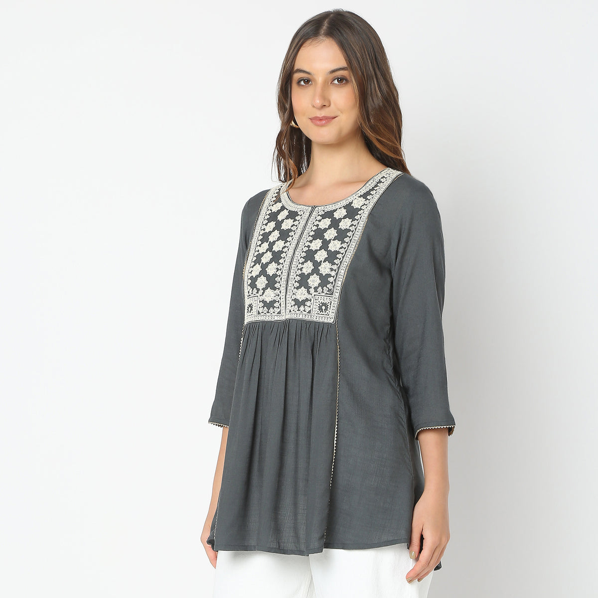 Flare Fit Embroidered Kurta