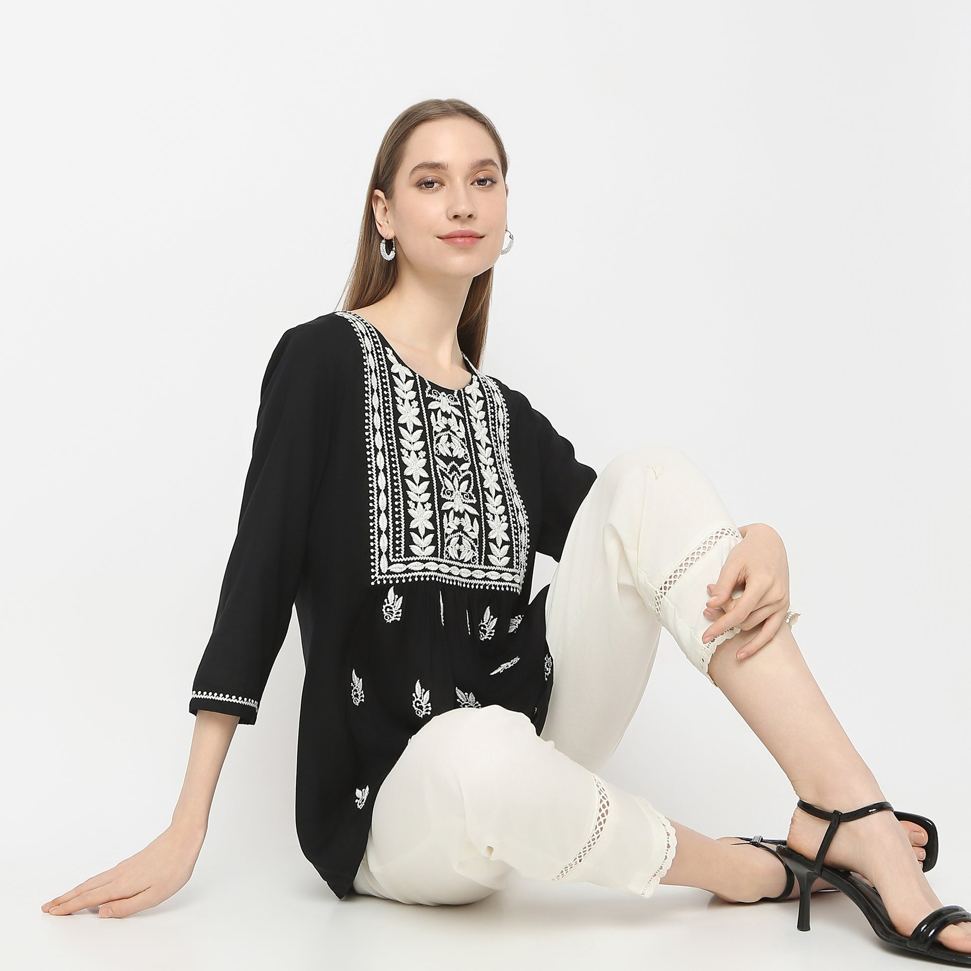 Flare Fit Embroidered Kurta