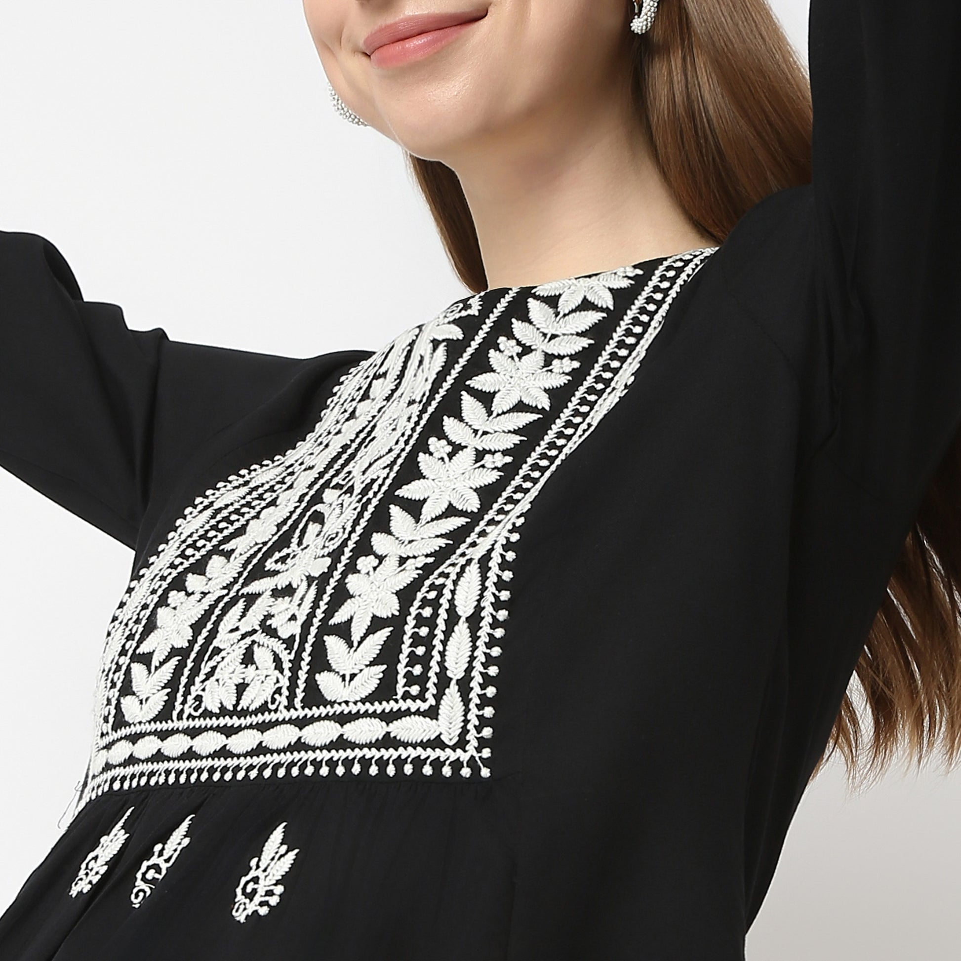 Flare Fit Embroidered Kurta