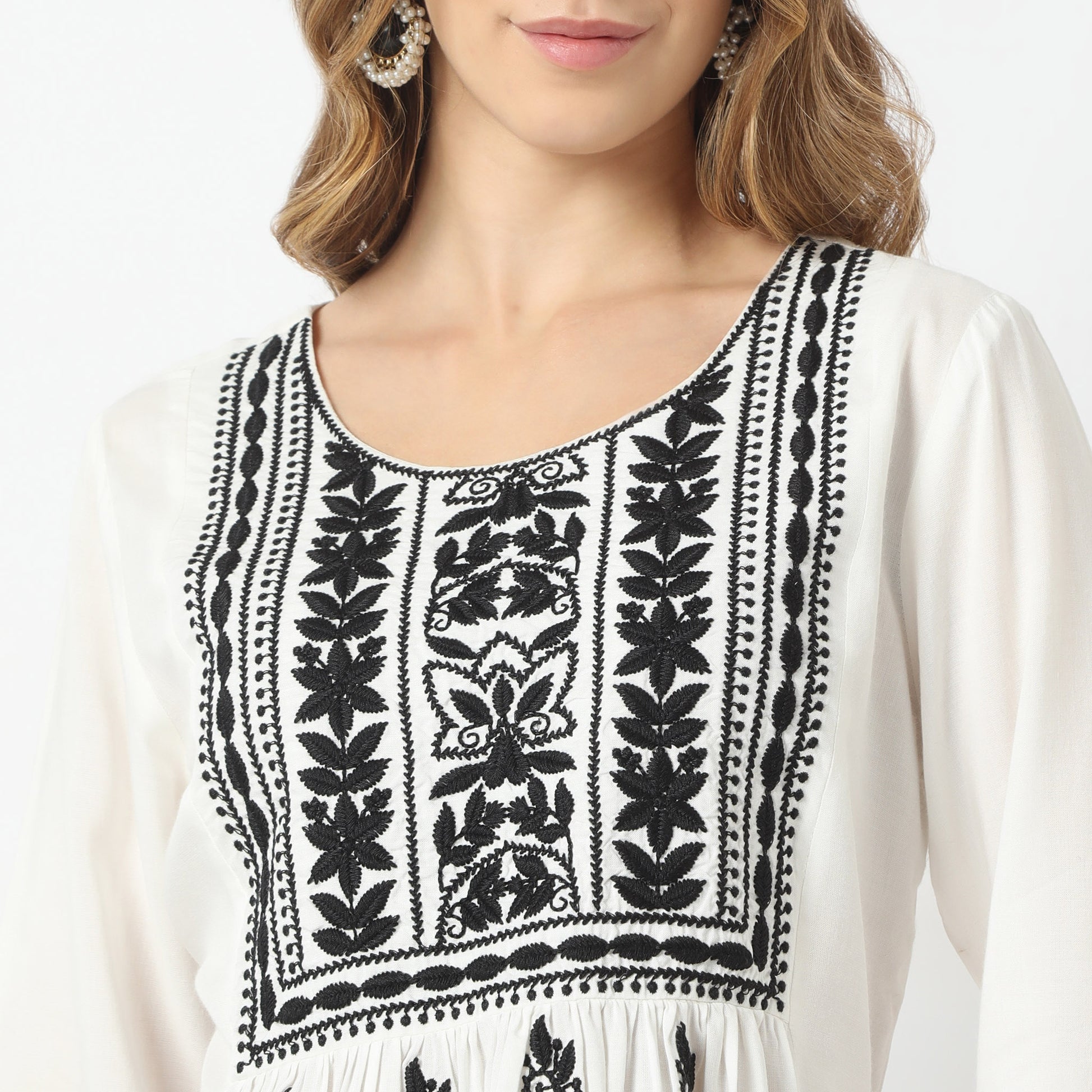 Flare Fit Embroidered Kurta