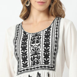 Flare Fit Embroidered Kurta