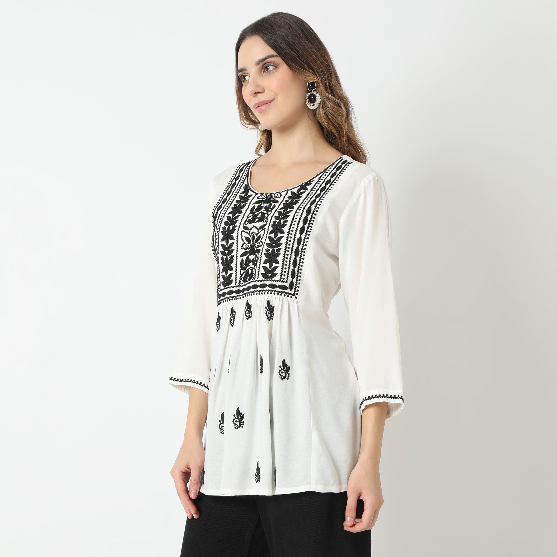 Flare Fit Embroidered Kurta