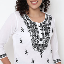 Straight Fit Embroidered Short Kurta