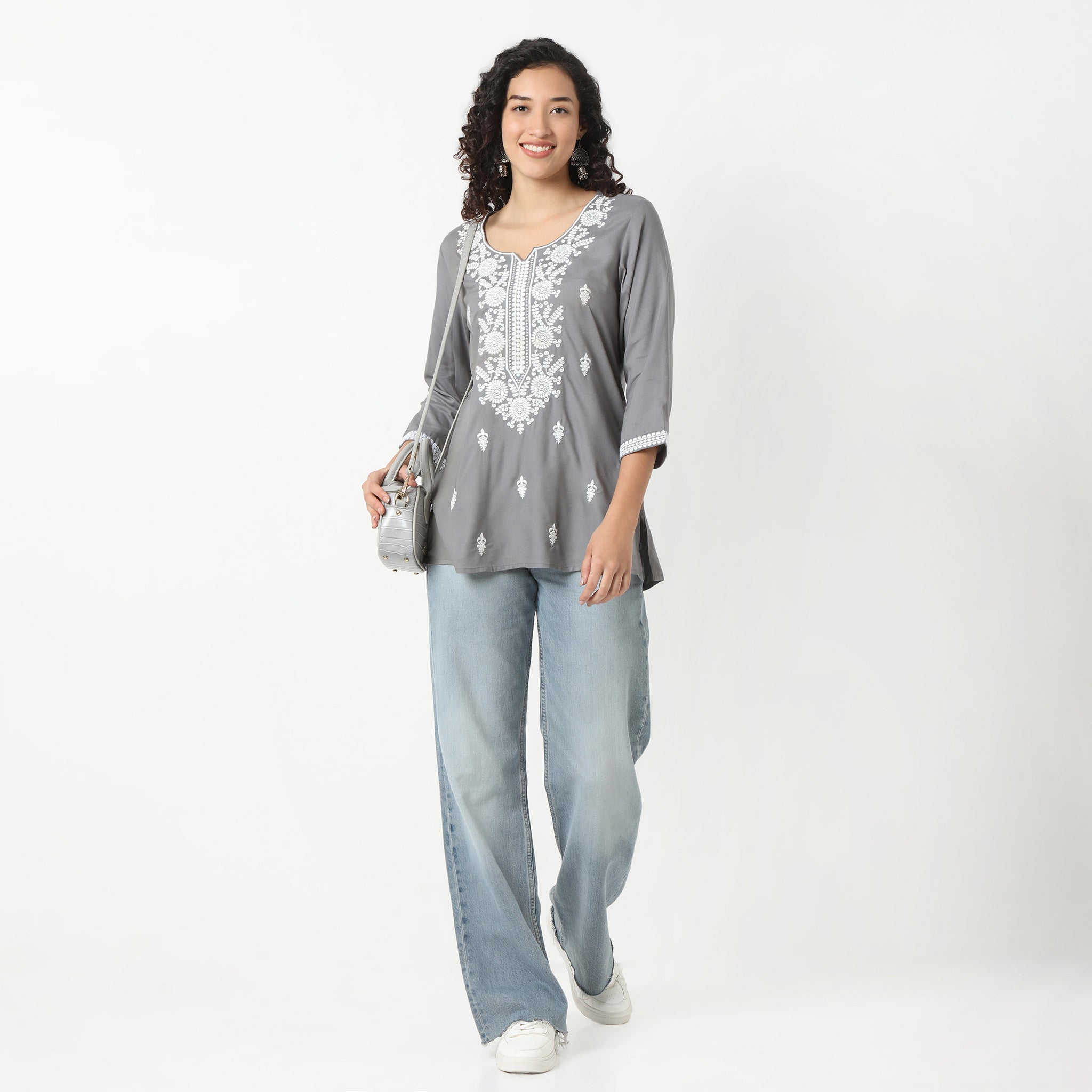 Flare Fit Embroidered Short Kurti