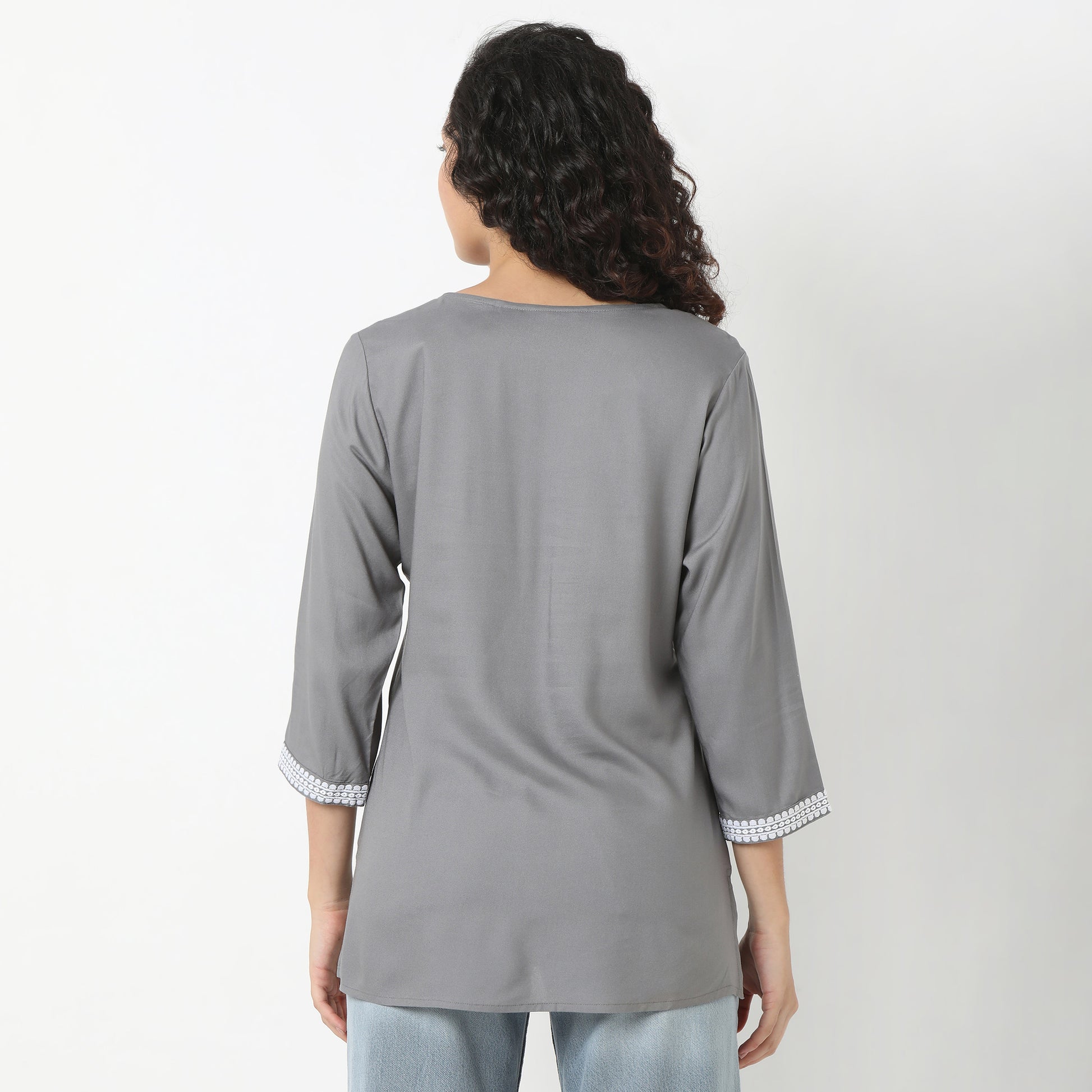 Flare Fit Embroidered Short Kurti