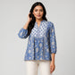 Band Collar Printed Flared Short Kurta