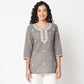 Embroidered Round Neck Short Kurti