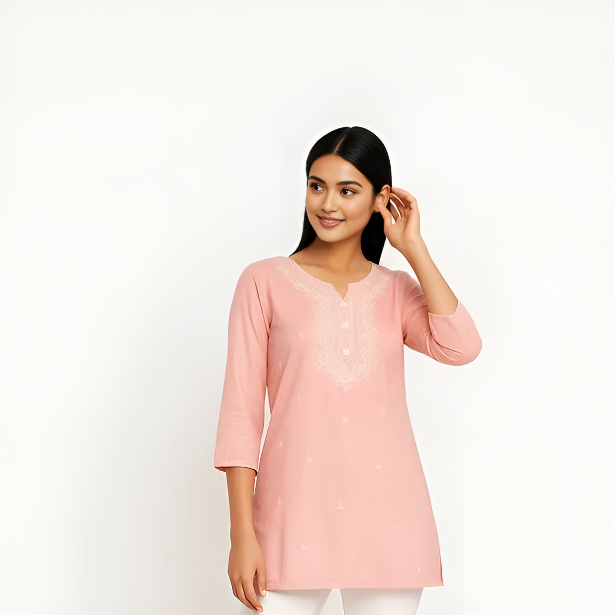 Embroidered Straight Short Kurta