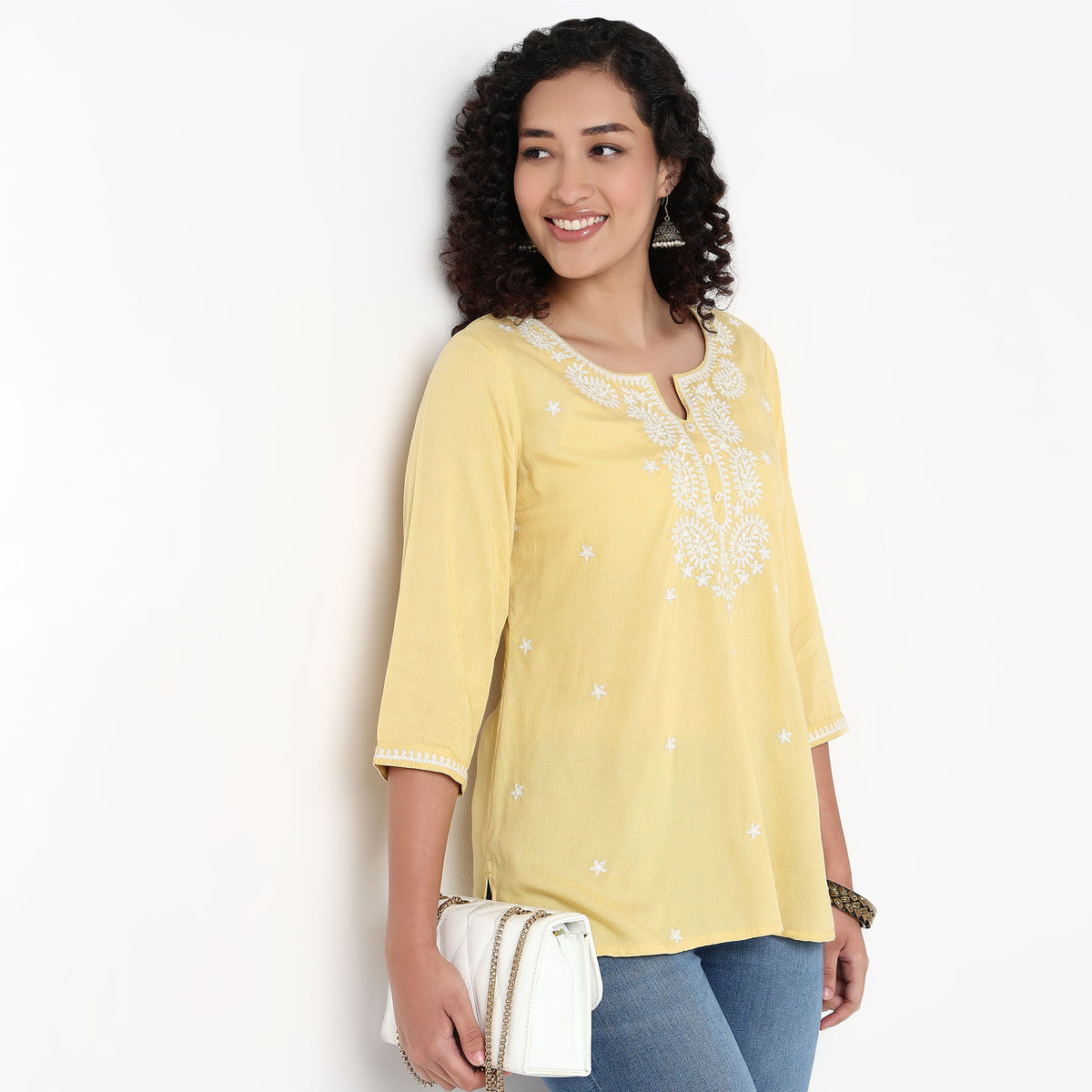 Embroidered Straight Short Kurta