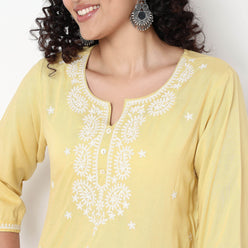 Embroidered Straight Short Kurta