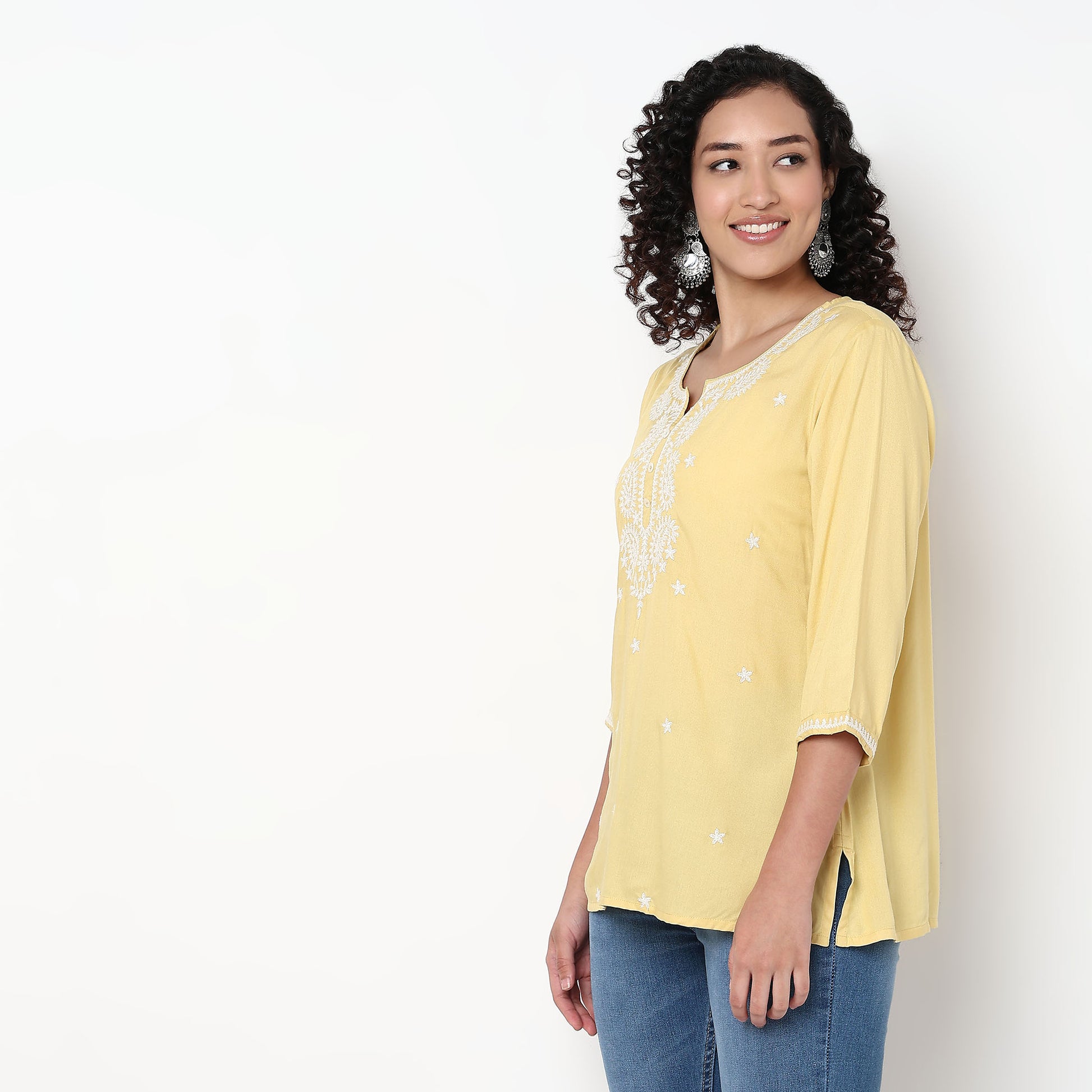 Embroidered Straight Short Kurta