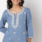 Buy Women Straight Fit Embroidered Three-Fourth Sleeve Kurta  - Style Union