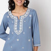 Buy Women Straight Fit Embroidered Three-Fourth Sleeve Kurta  - Style Union