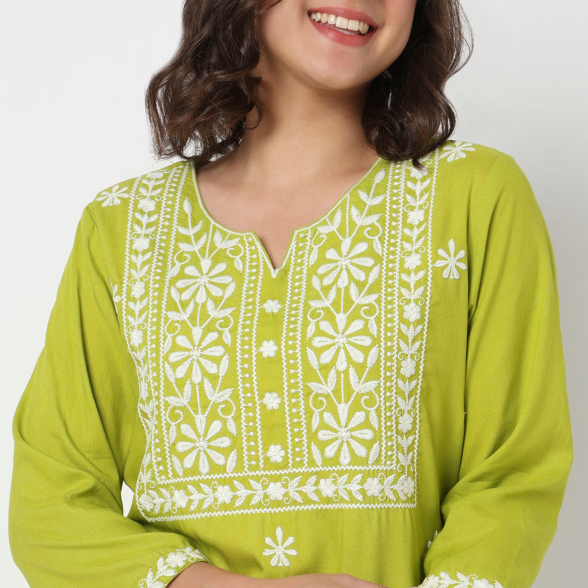 Embroidered Straight Short Kurta