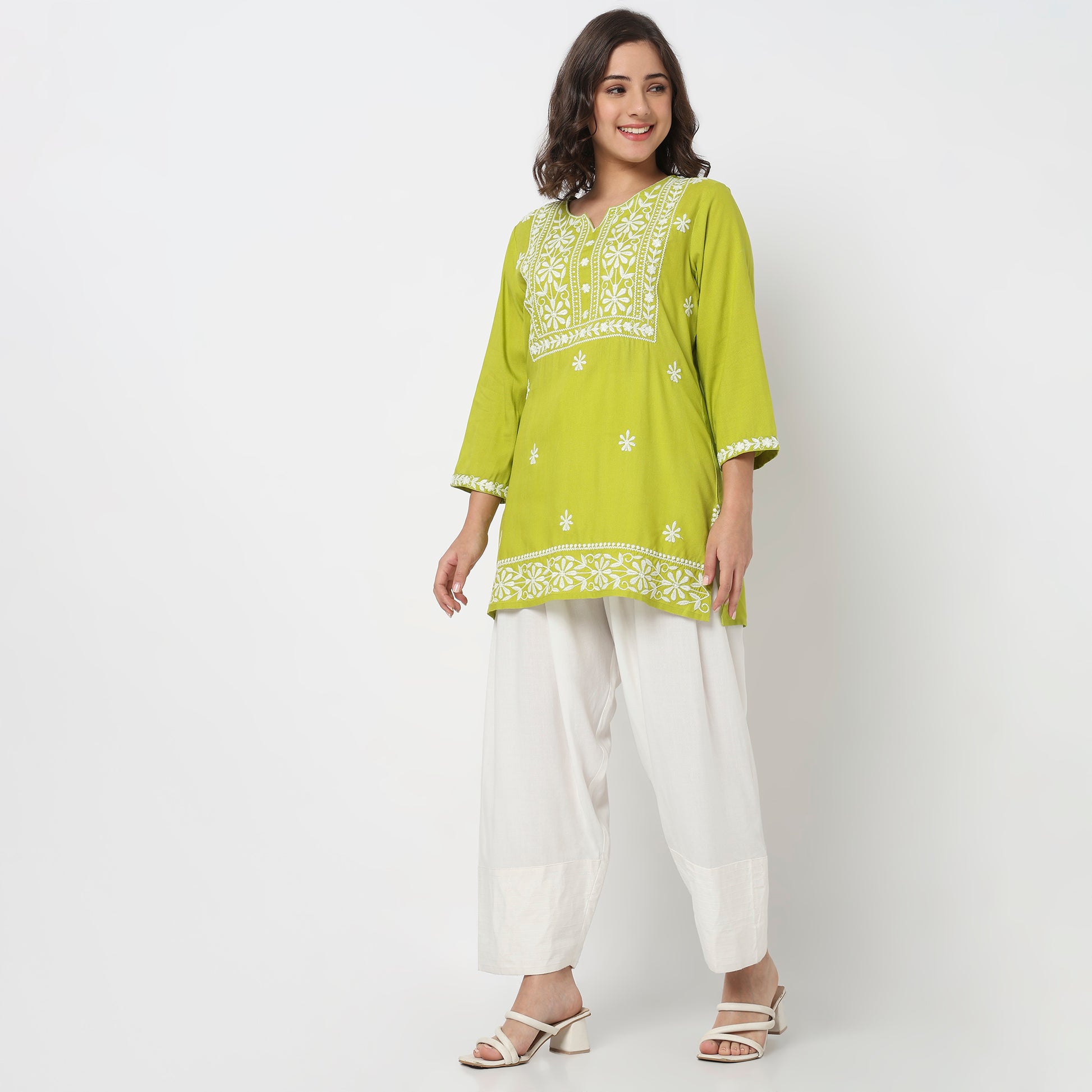 Embroidered Straight Short Kurta