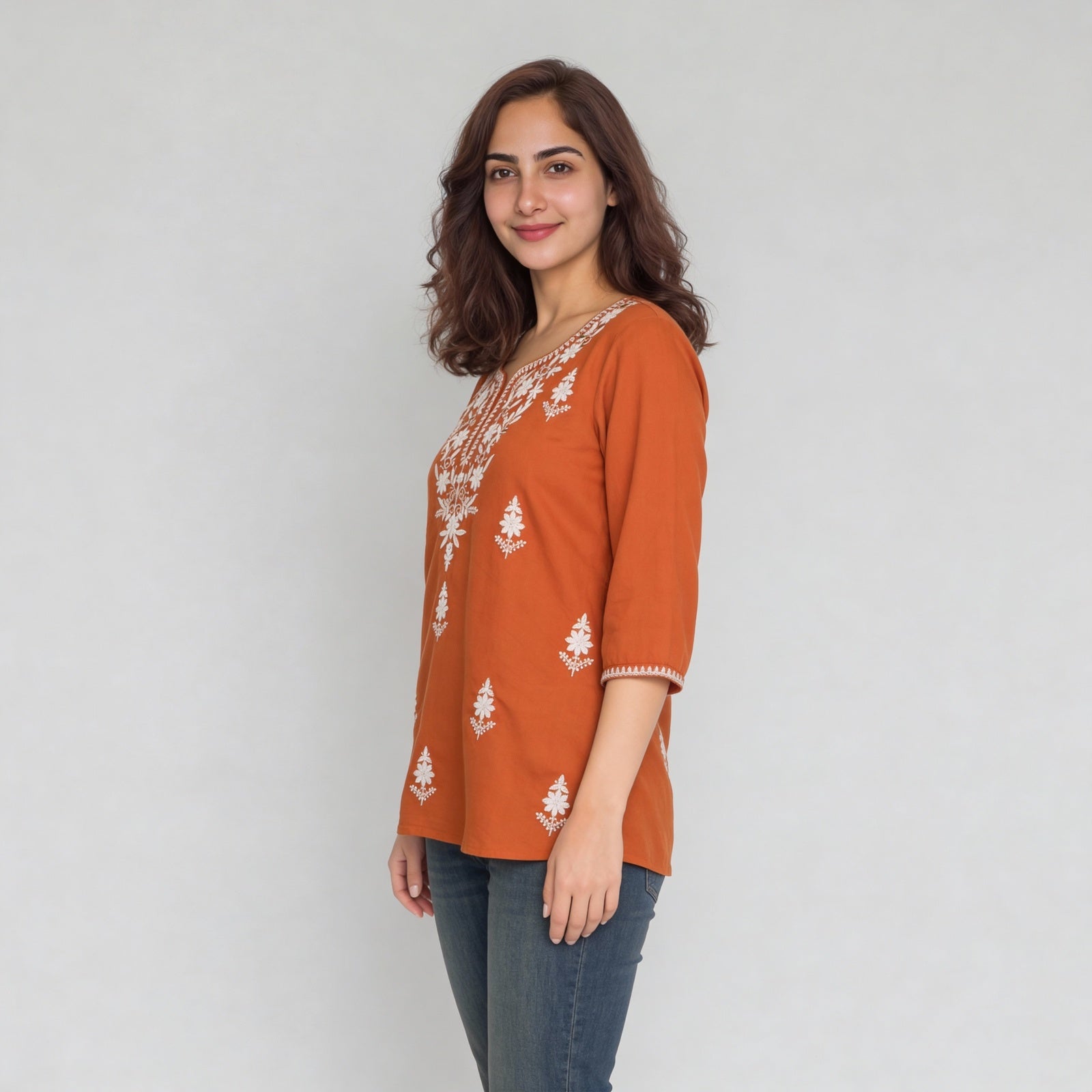 Embroidered Straight Short Kurta