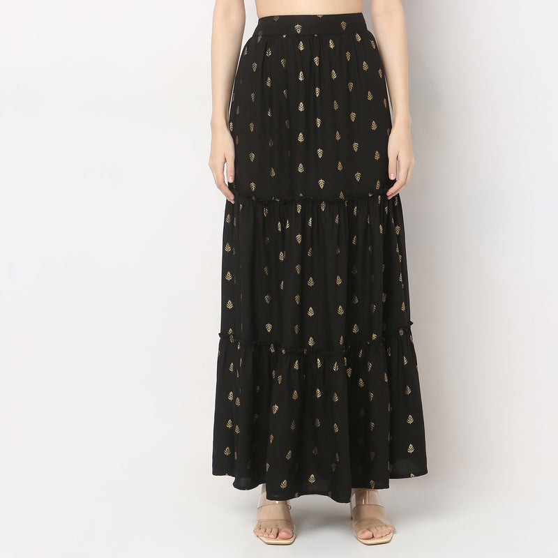 Flare Fit Mid Rise Skirts