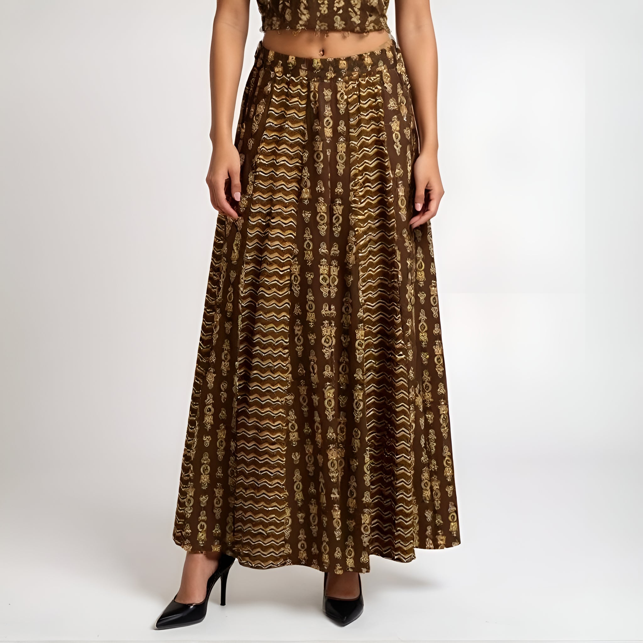 Flare Fit Printed Skirt