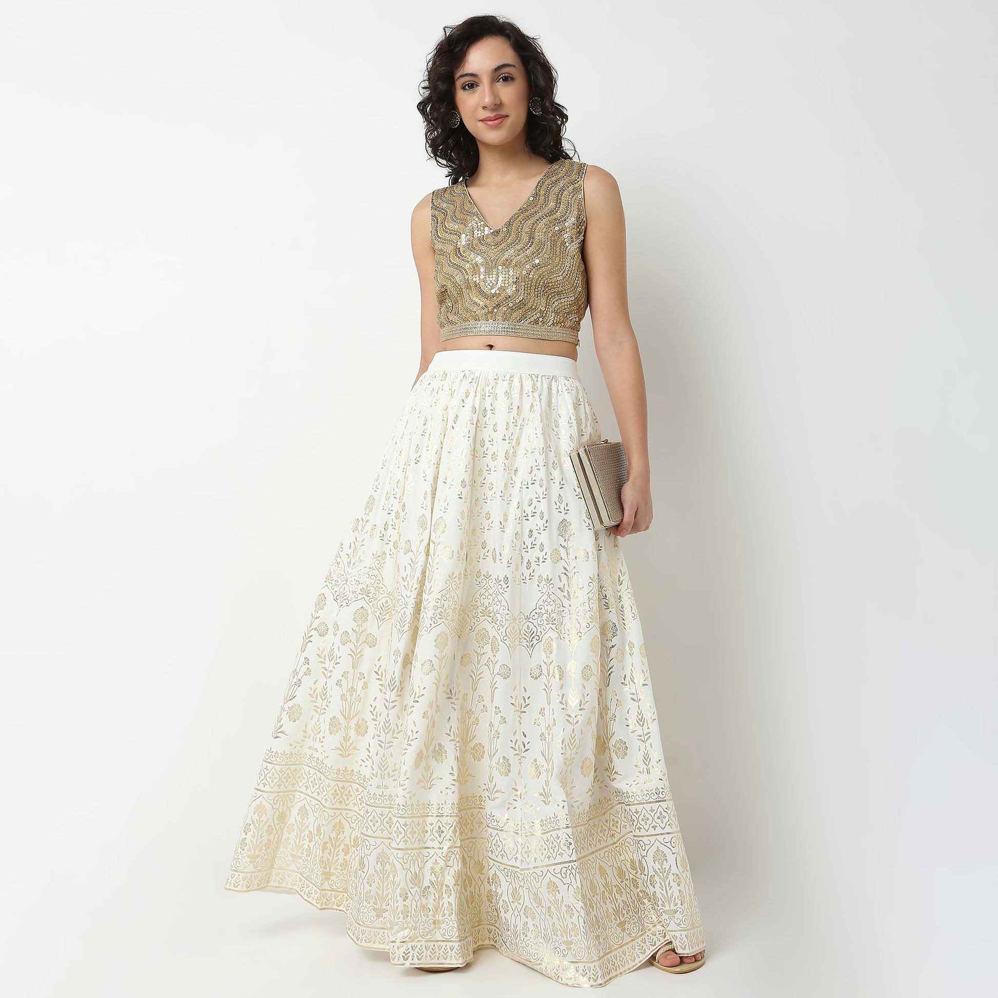 Rayon Printed Flared Skirt