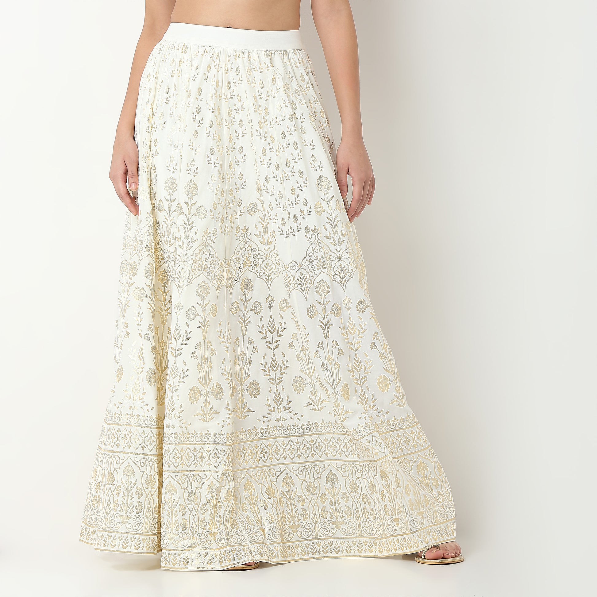 Rayon Printed Flared Skirt