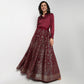 Buy Women Flare Fit Foil Print Full Length Mid Rise Skirt  - Style Union