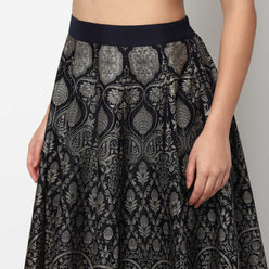 Buy Women Flare Fit Foil Print Full Length Mid Rise Skirt  - Style Union