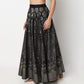 Buy Women Flare Fit Foil Print Full Length Mid Rise Skirt  - Style Union